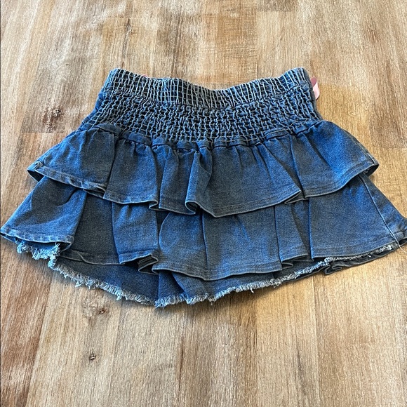 Ruffled Denim Skort with Pink Bows Juniors S - Picture 8 of 9